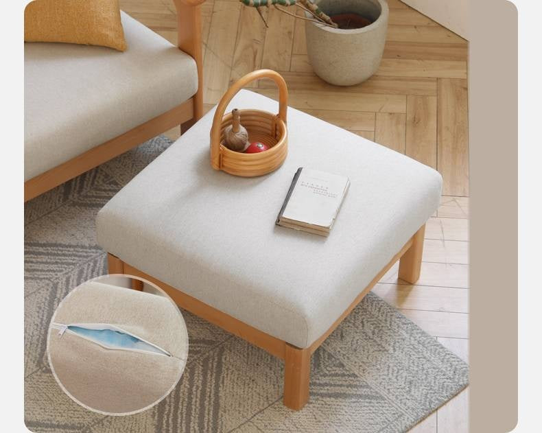 Ash, Oak, Black Walnut Solid Wood Fabric Footstool-