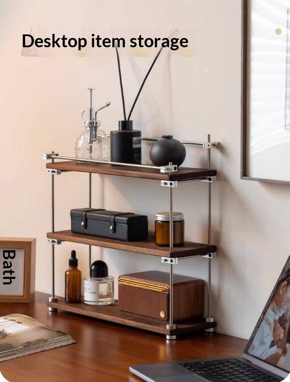 Sapele Solid Wood Multi Layer Storage Rack Antique Style