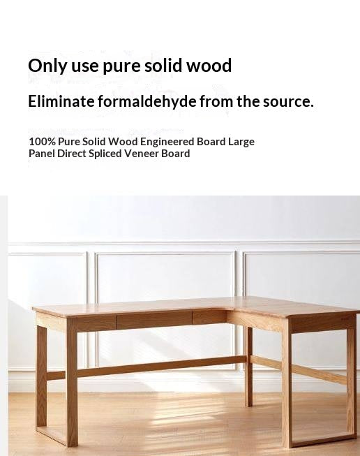 Oak Solid Wood L-shaped Corner Office Desk