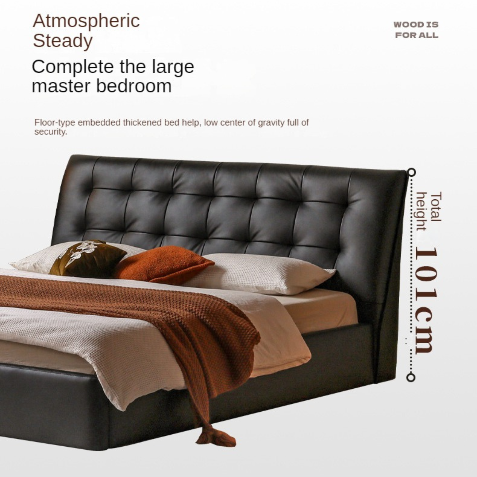 First Layer of Yellow Cowhide Italian Light Luxury Bed