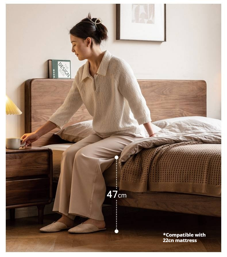 Black Walnut, Oak, Catalpa Solid Wood Floating Bed with Modern Minimalist Design