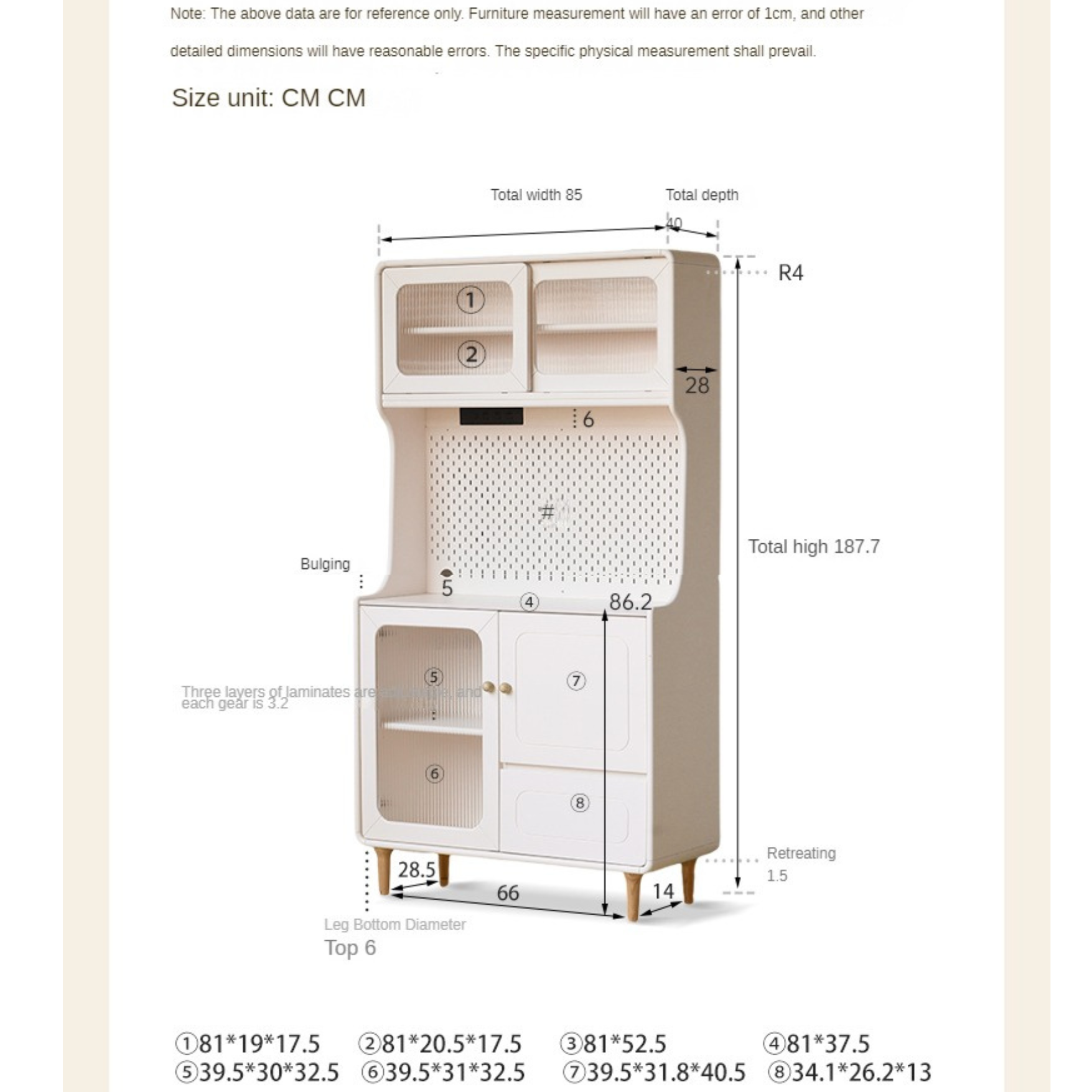 Solid RubberWood,Tulipwood Solid Wood Rock Board Cream Style Dining Sideboard