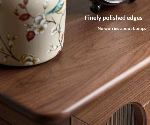 Black Walnut Solid Wood Side Cabinet with Glass Display