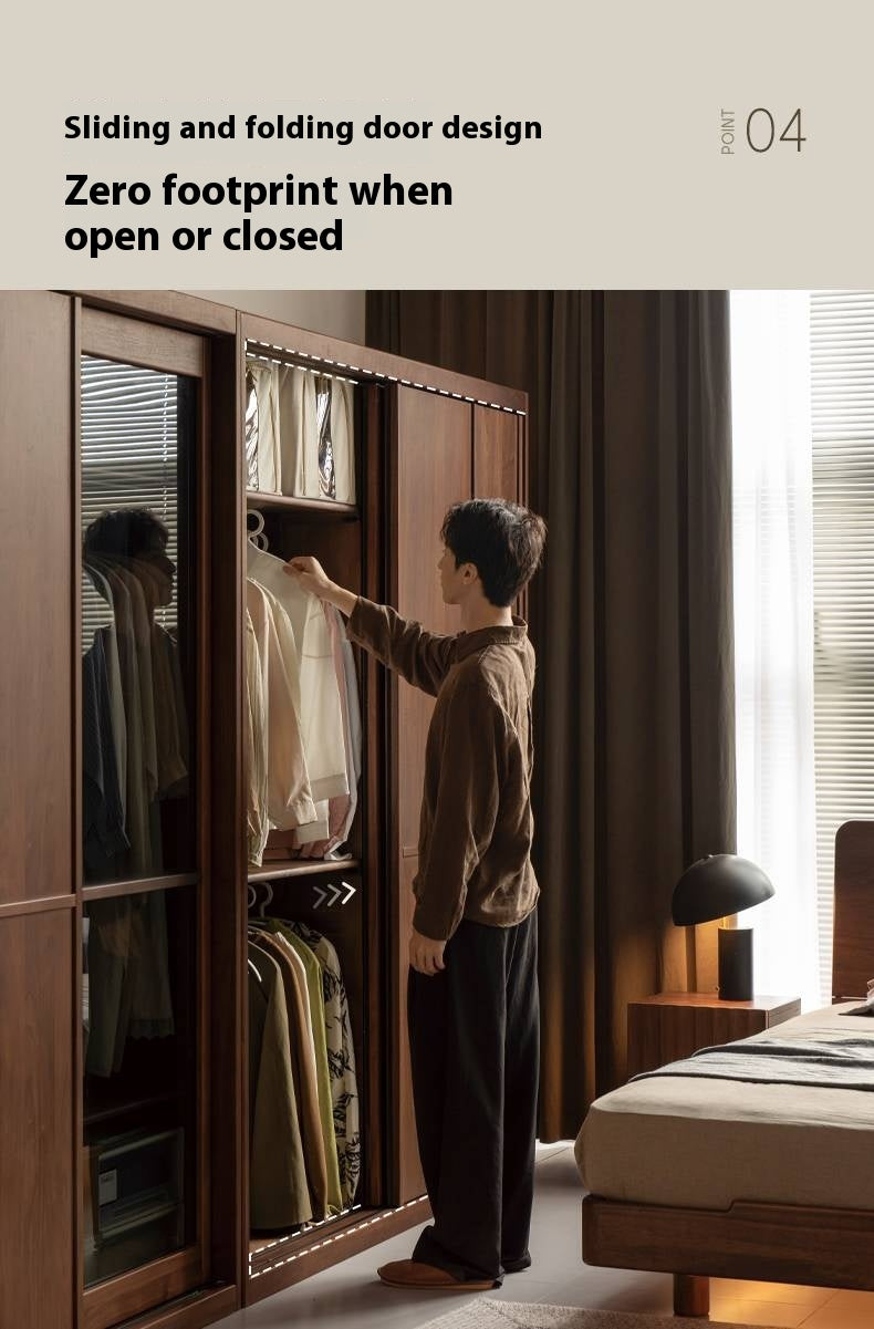 Black Walnut Solid Wood Italian Luxury Sliding Door Wardrobe