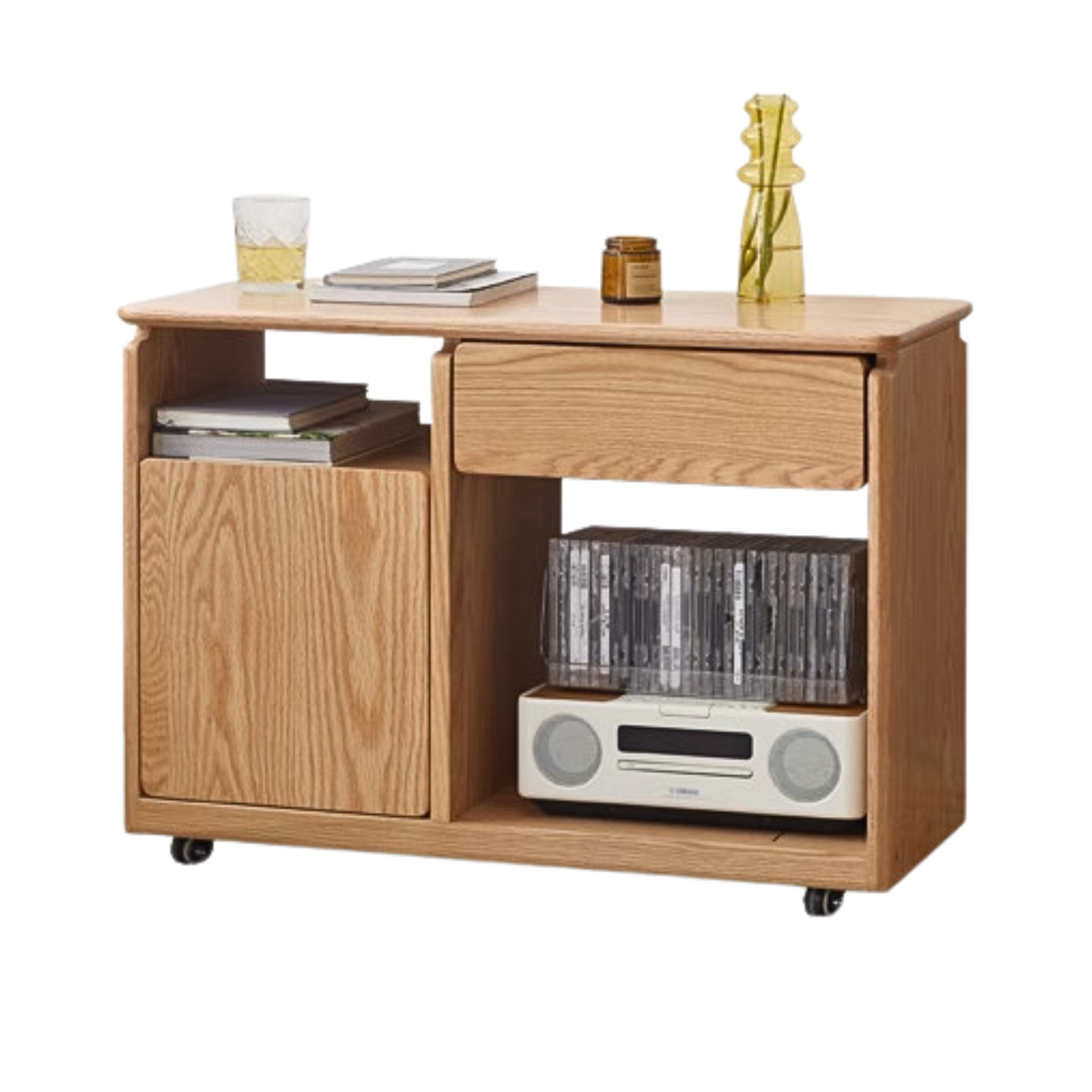 Oak, Black Walnut, Ash Solid Wood Mobile Side Table