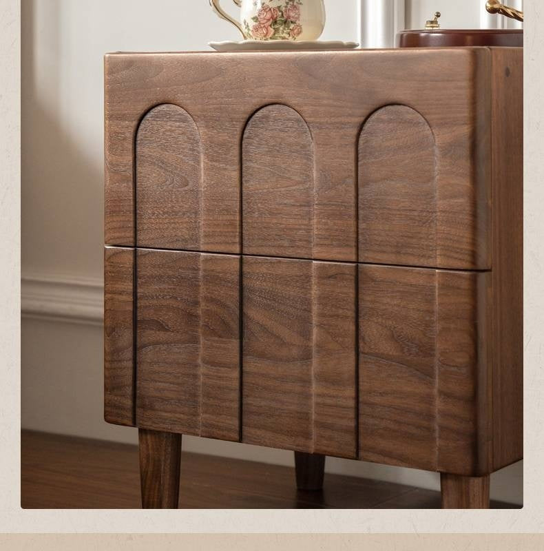 Black Walnut, Poplar, Sandalwood Solid Wood Modern Simple Nightstand.