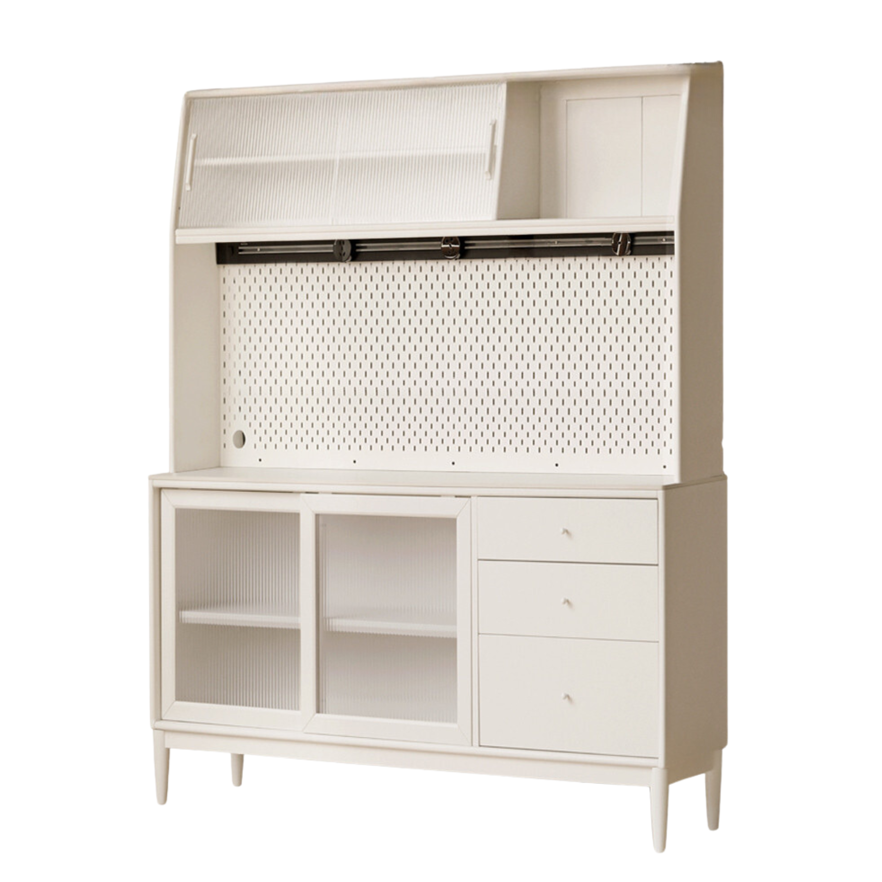 Solid RubberWood Dining Sideboard Cream Style Against The Wall Integrated