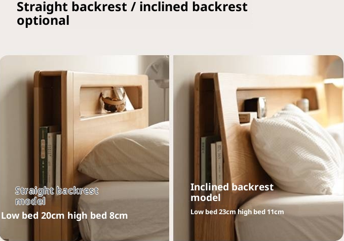 Oak Solid Wood Modern Minimalist Multifunctional with Light Box Bed