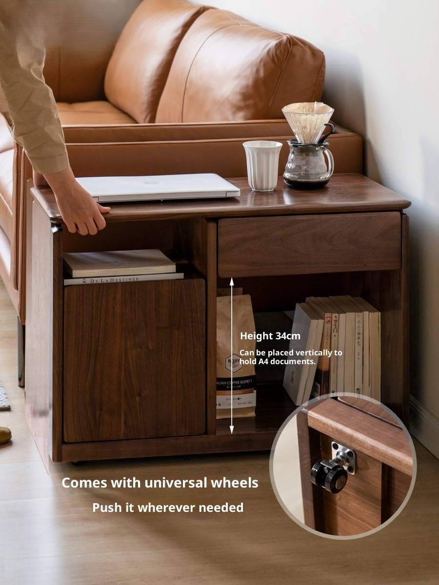 Black Walnut Solid Wood Nordic Style Movable Side Table