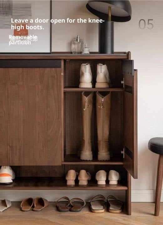 Black Walnut, Oak Solid Wood Italian Style Light Luxury Shoe Cabinet