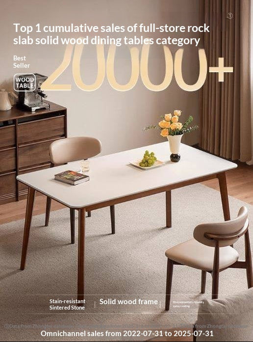 Beech Solid Wood Rock Board Dining Table