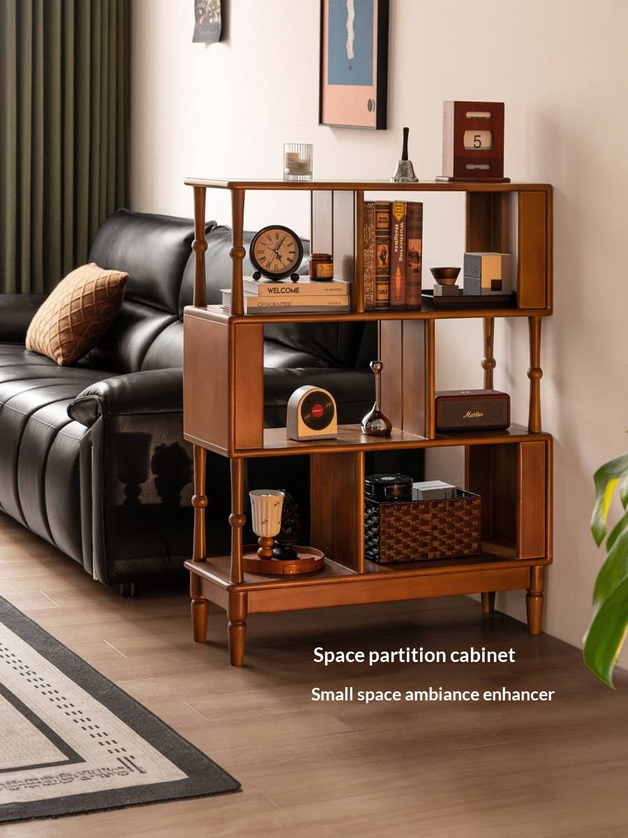 Poplar Solid Wood French Retro Bookshelf with Display Shelf