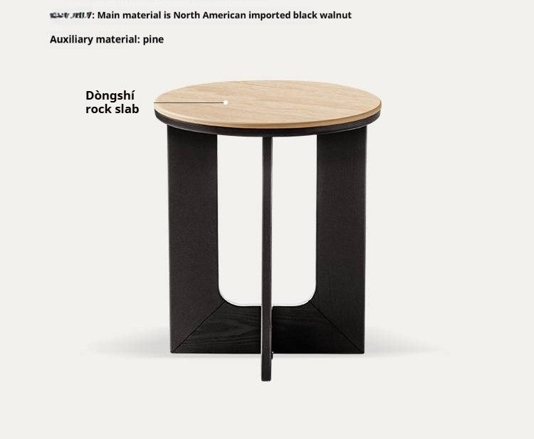 Black Walnut, Poplar Solid Wood Wabi-Sabi Style Rock Board Side Table