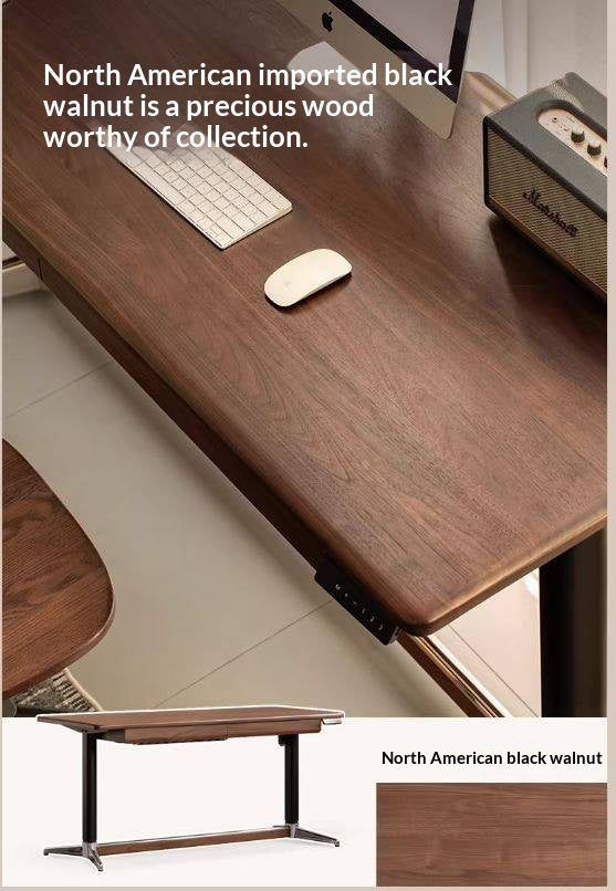 Black Walnut, Oak Solid Wood Lift-Top Office Desk