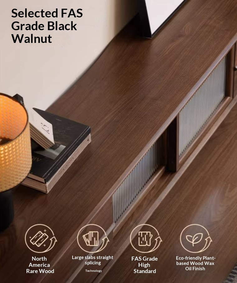 Black Walnut Solid Wood Modern TV Cabinet