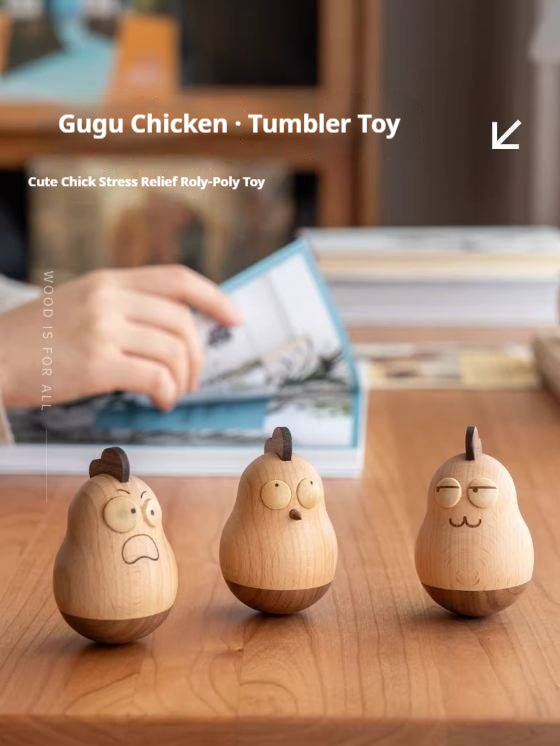 Beech, Black Walnut Solid Wood Tumbler Desk Ornament with Simple Creative Design