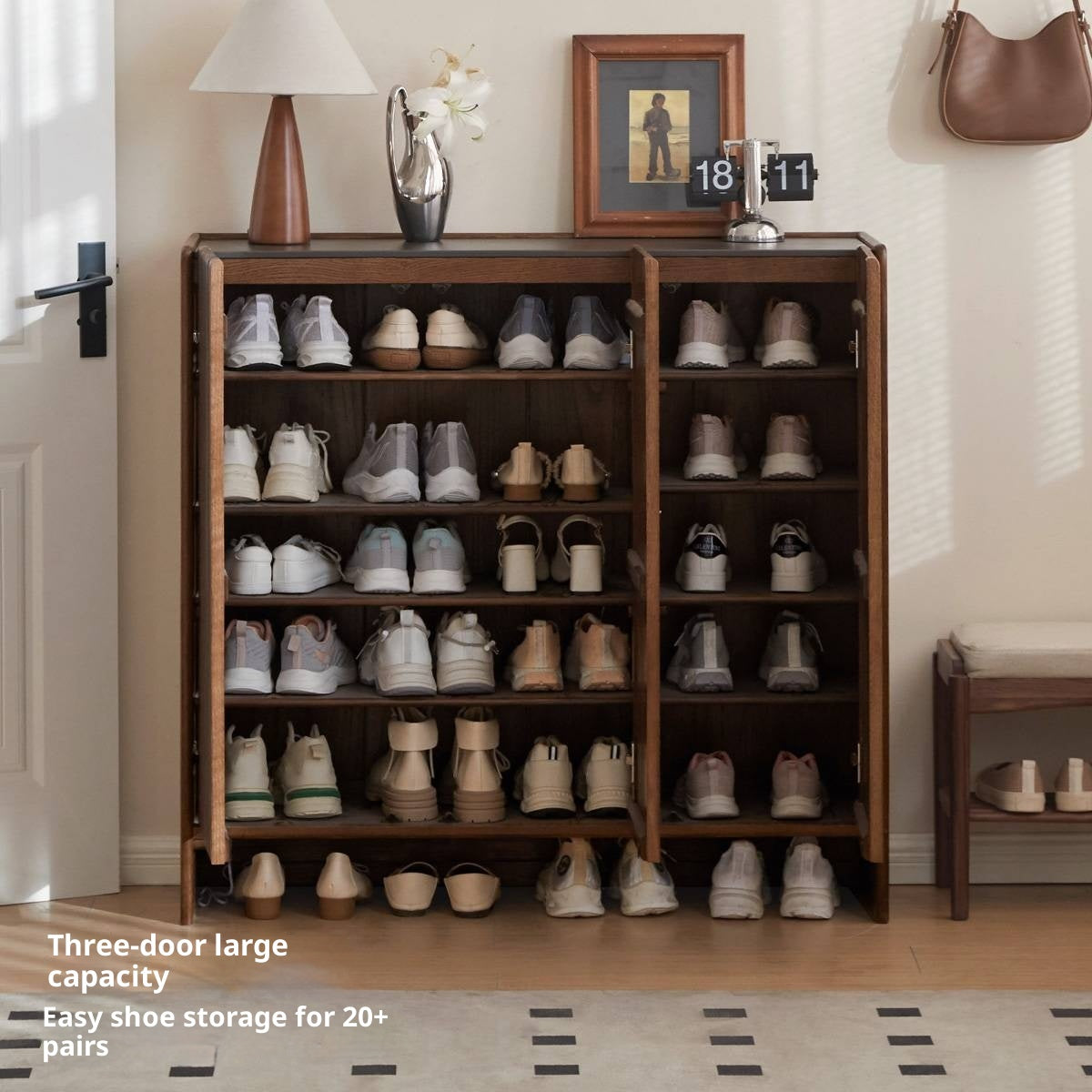 Oak Solid Wood Italian Light Luxury Shoe Cabinet