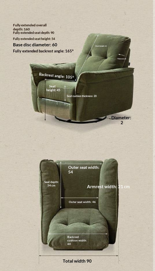 Swivel Rocker Recliner Chair with Tufted Pillow Back
