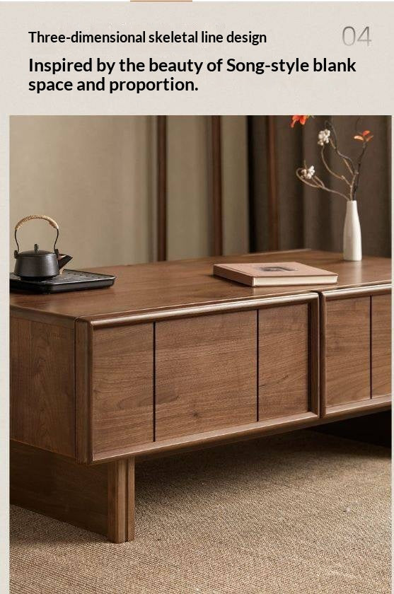 Black Walnut Solid Wood Coffee Table with Storage