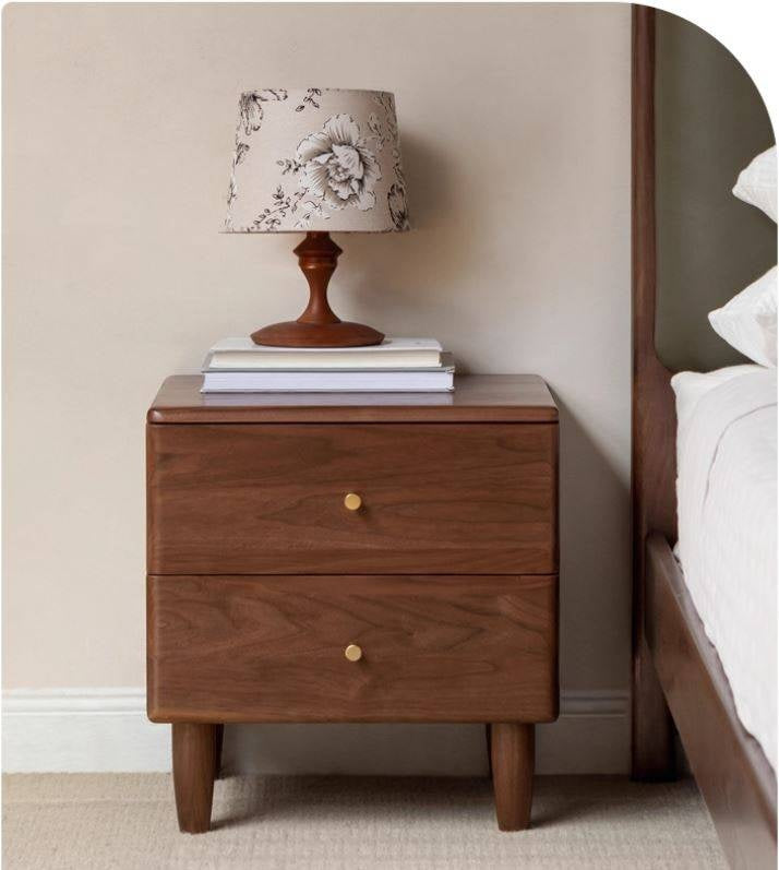 Black Walnut Solid Wood Italian Light Luxury Style Nightstand