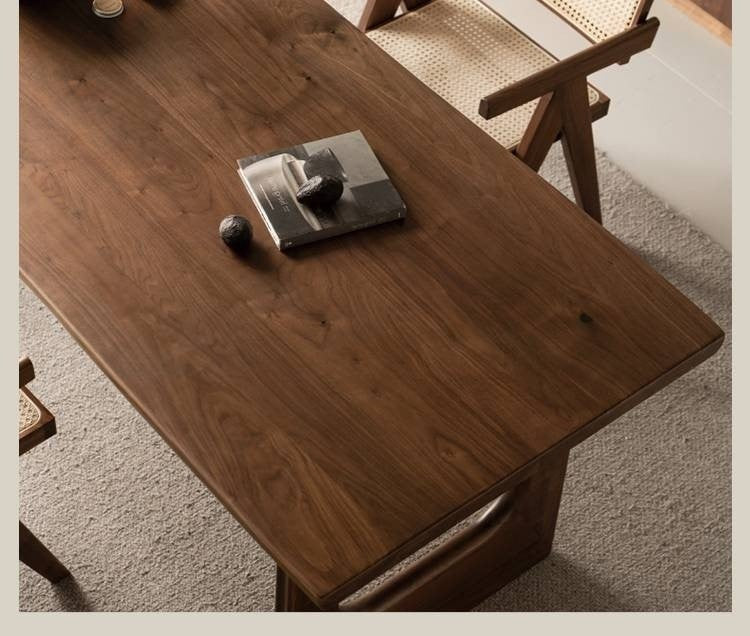 Black Walnut, Sandalwood Solid Wood Wabi Sabi Style Large Board Dining Table