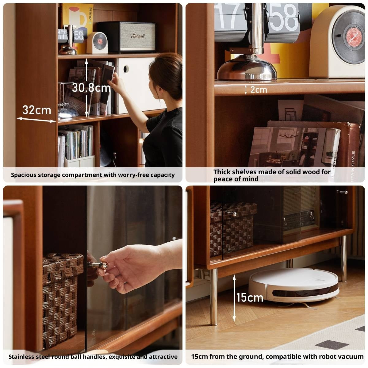 Poplar, Cherry Solid Wood Ancient Style Bookcase