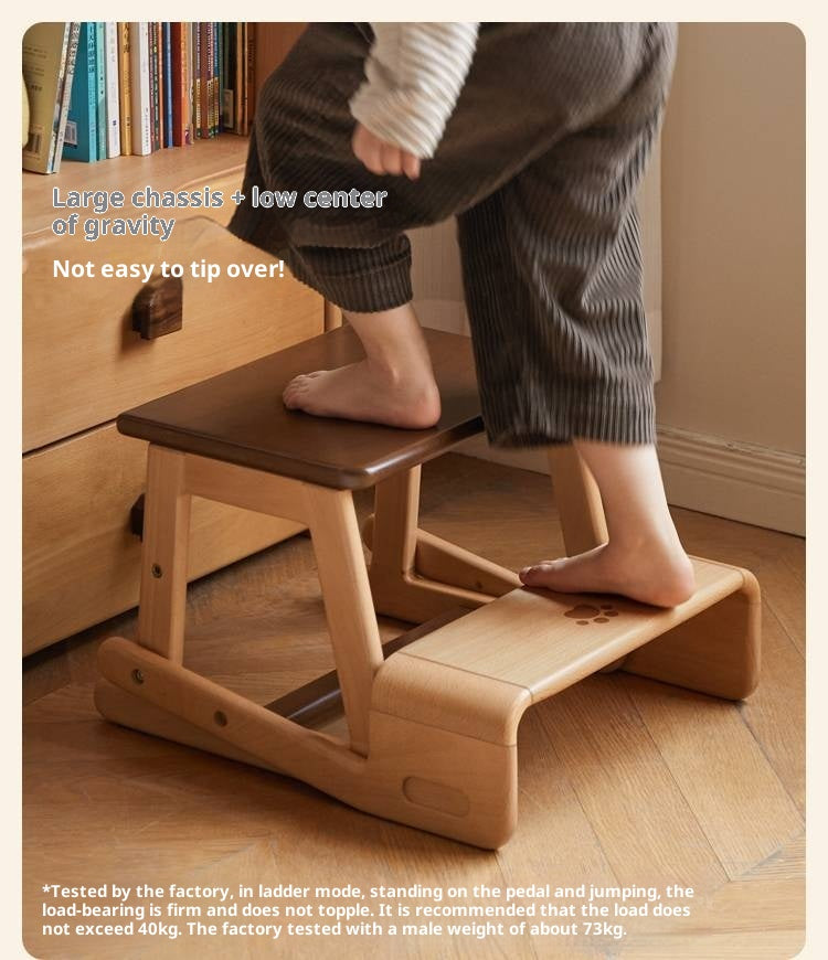 Beech Solid Wood Children's Multi-function Step Ladder Chair.