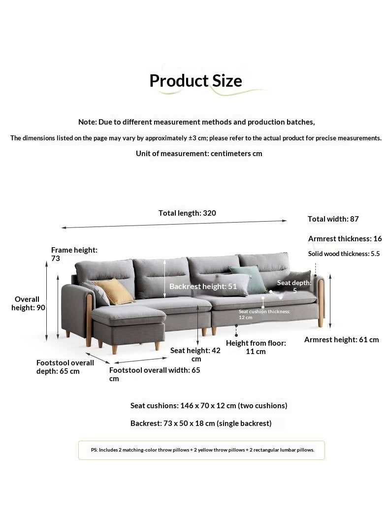 Ash Solid Wood Modern Corner-Style Fabric Sofa