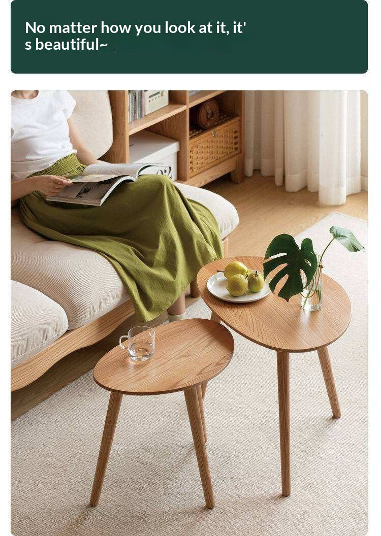 Rubberwood, Oak Solid Wood Walnut Color Side Table