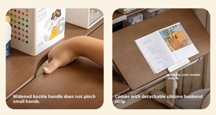 Solid Rubberwood Kids Hand-cranked Height Adjustable Desk