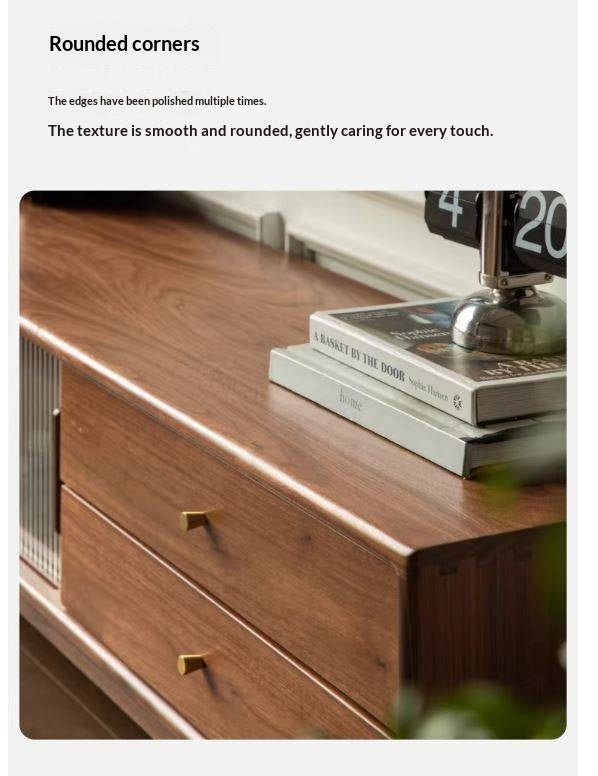 Black Walnut, Rubber, South American walnut Solid Wood Modern TV Cabinet.