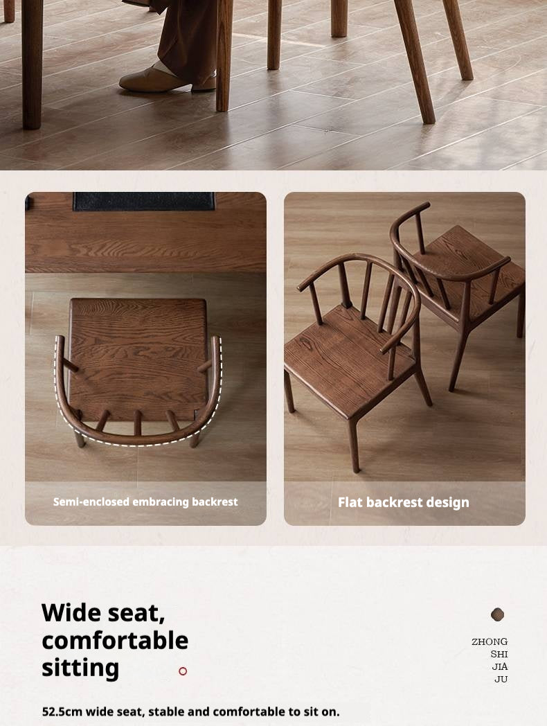 Oak, Black Walnut Solid Wood Round Tea Chair