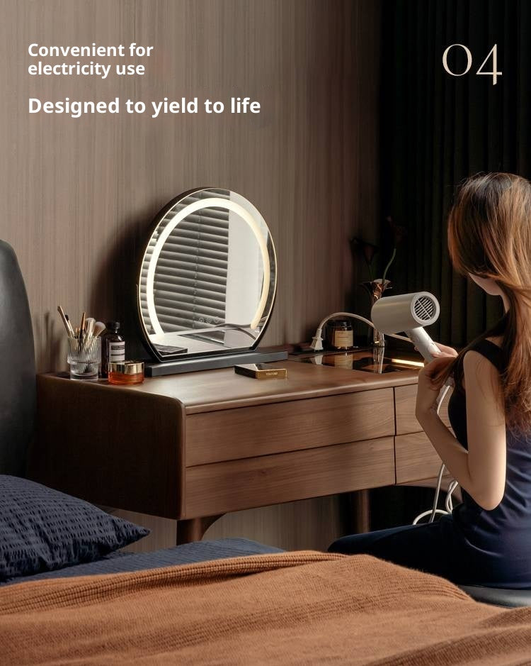 Black Walnut Solid Wood Italian Light Luxury Dressing Table