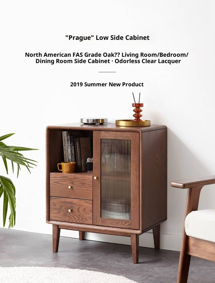 Oak Solid Wood, Solid Rubberwood Side Cabinet.