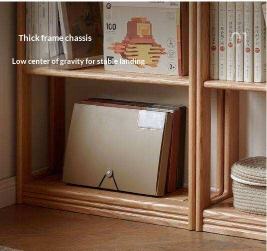 Oak Solid Wood, Solid Rubberwood Modern Ultra-Thin Bookshelf