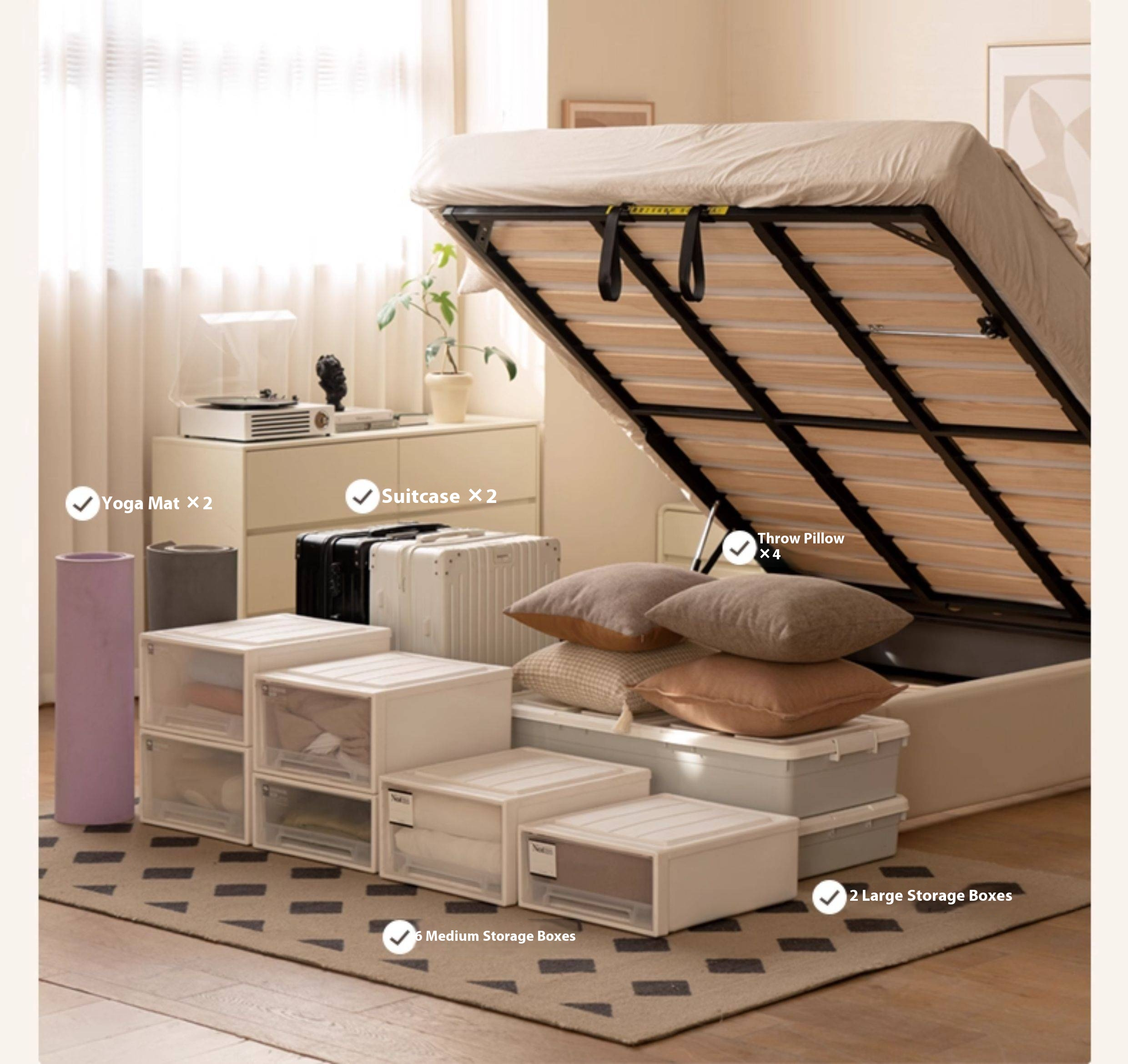 Leather Cream Soft Box Bed