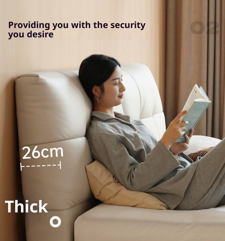 Genuine Leather Top Layer Cowhide Soft Suspension Bed with Lighting