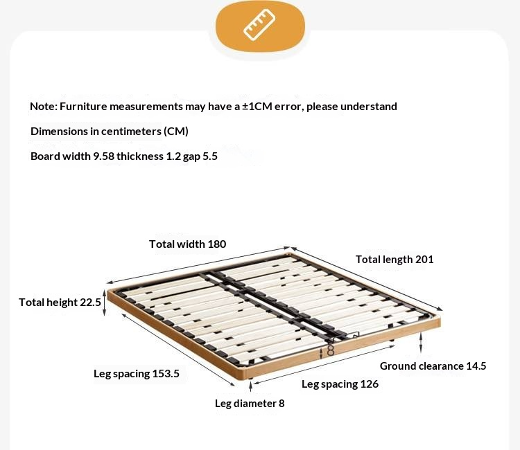 Beech Solid Wood Platform Bed, Headboard-Free Bed, Flush-Edge Floating Bed