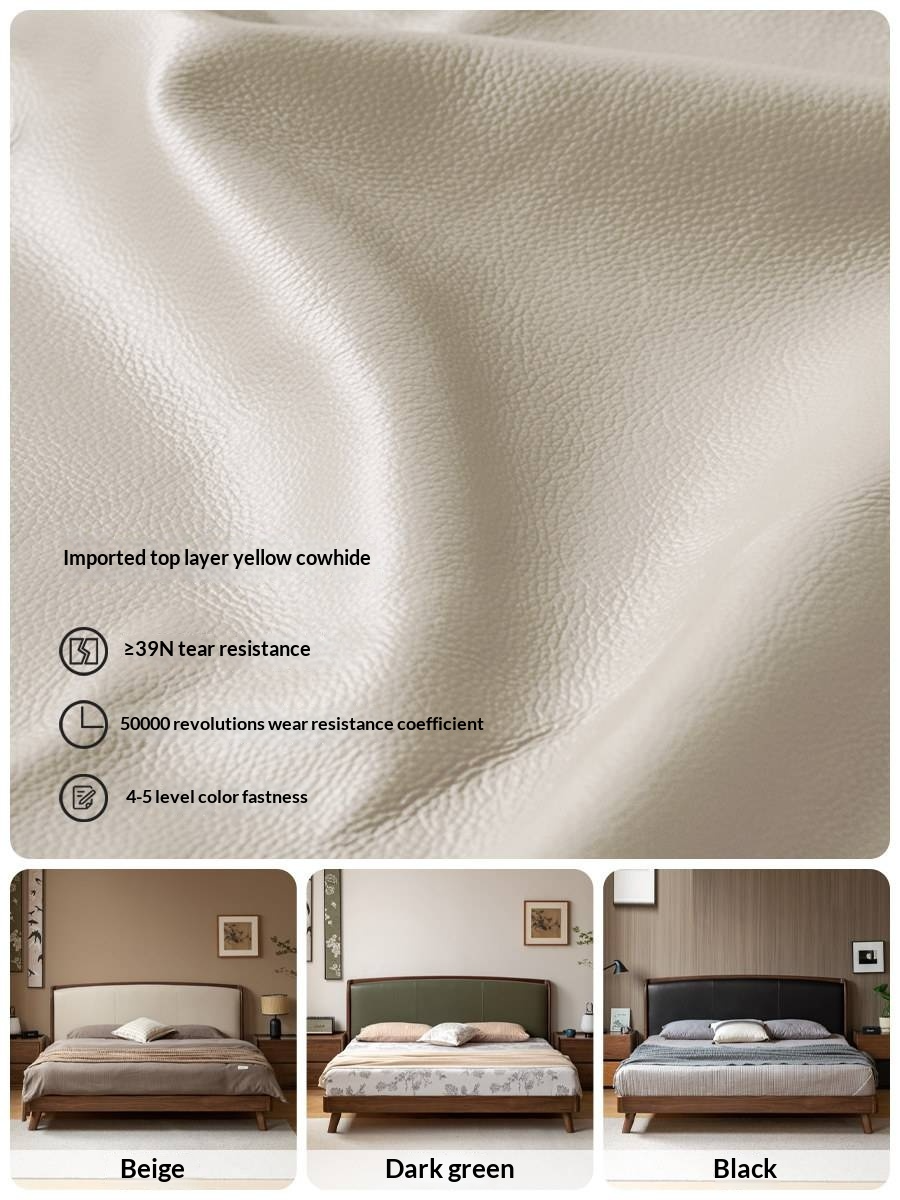 Sandalwood , Black Walnut, Oak Solid Wood First Layer Yellow Cowhide Leather,Technical Cloth