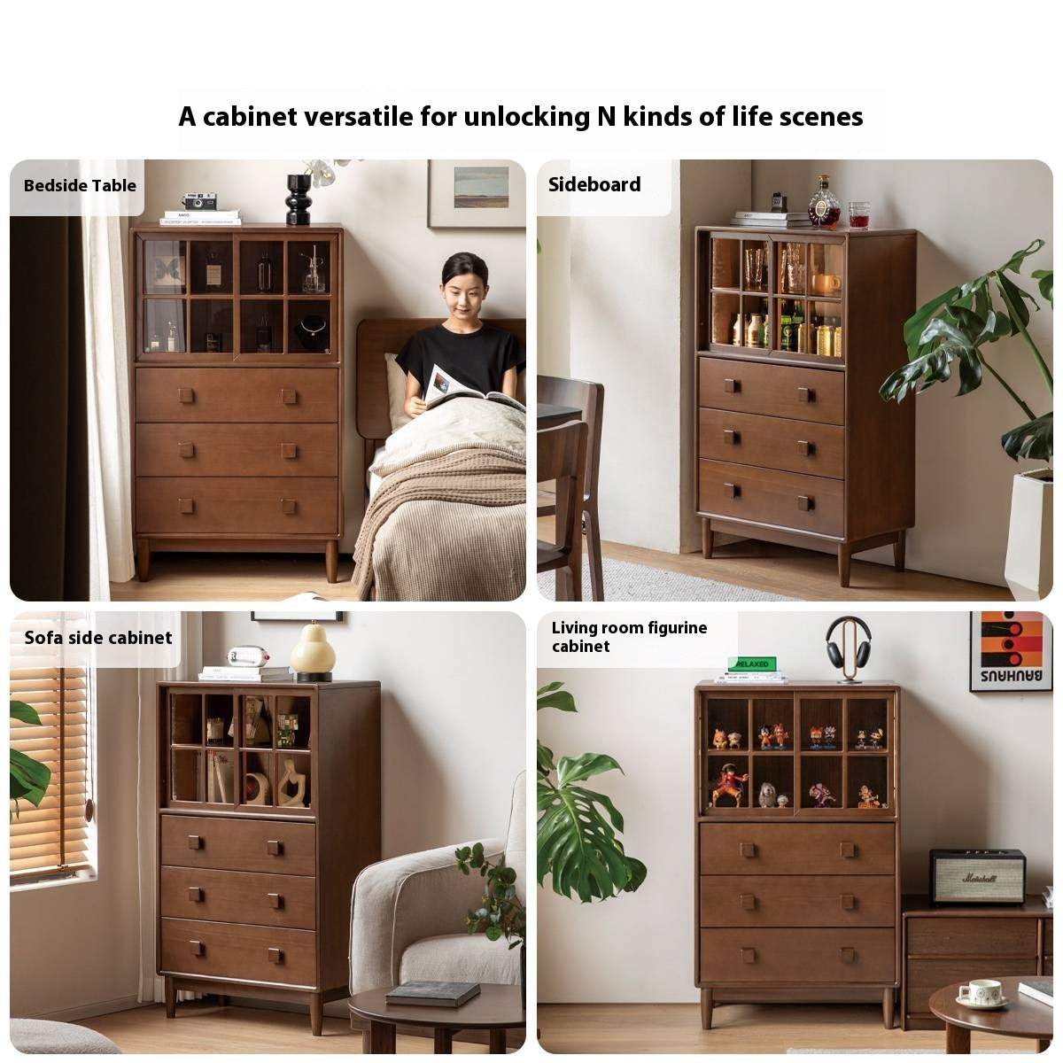 Beech Solid Wood Modern Side Cabinet