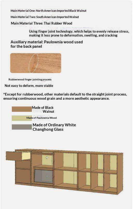 South American Walnut, Black Walnut, Oak Solid Wood, Solid RubberWood Low Bookshelf Combination Floor-Standing Cabinet