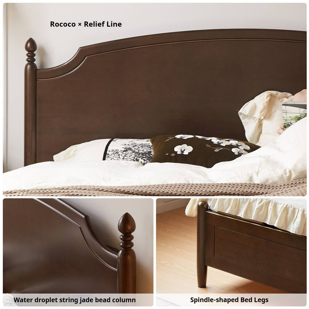 Poplar Solid Wood Box Bed, French Retro Style