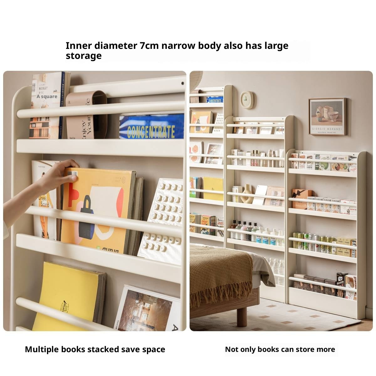 Solid RubberWood Cream Style Corner Bookshelf