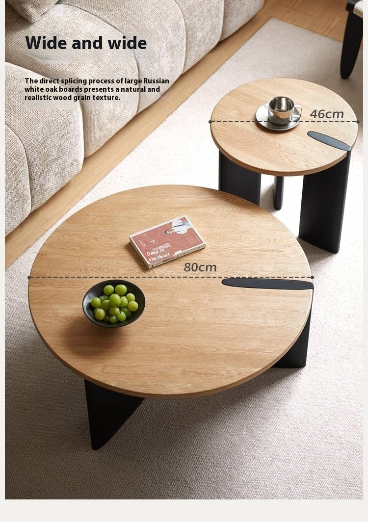 Oak Solid Wood Wabi-Sabi Style Creative Round Coffee Table