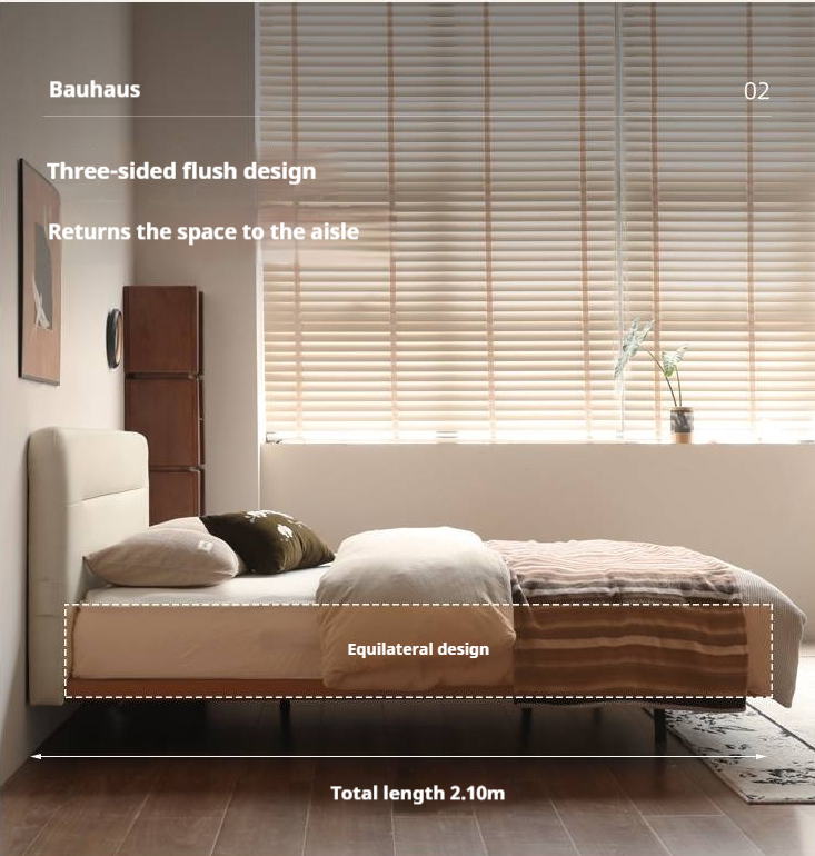 Poplar Solid Wood Floating Soft Bed, Vintage with Light