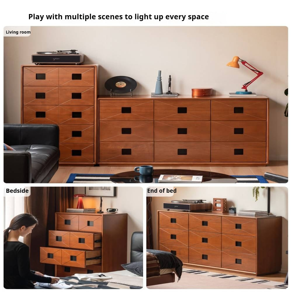 Poplar Solid Wood Medieval Style Drawer Cabinet