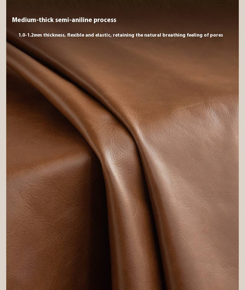 Full Leather High-Back Sofa with Oil-Wax Finish Italian-Style.