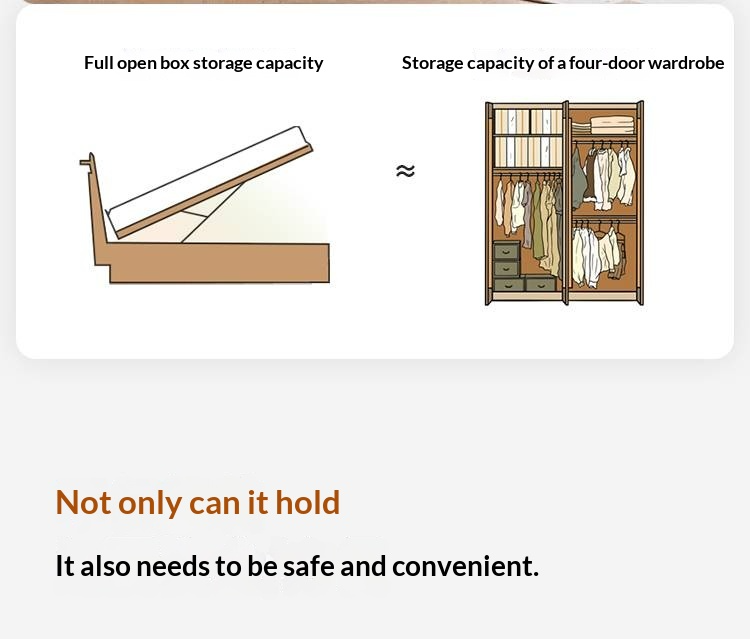 Oak Solid Wood Genuine Leather Upholstered Box Bed Retro Black Floating Bed