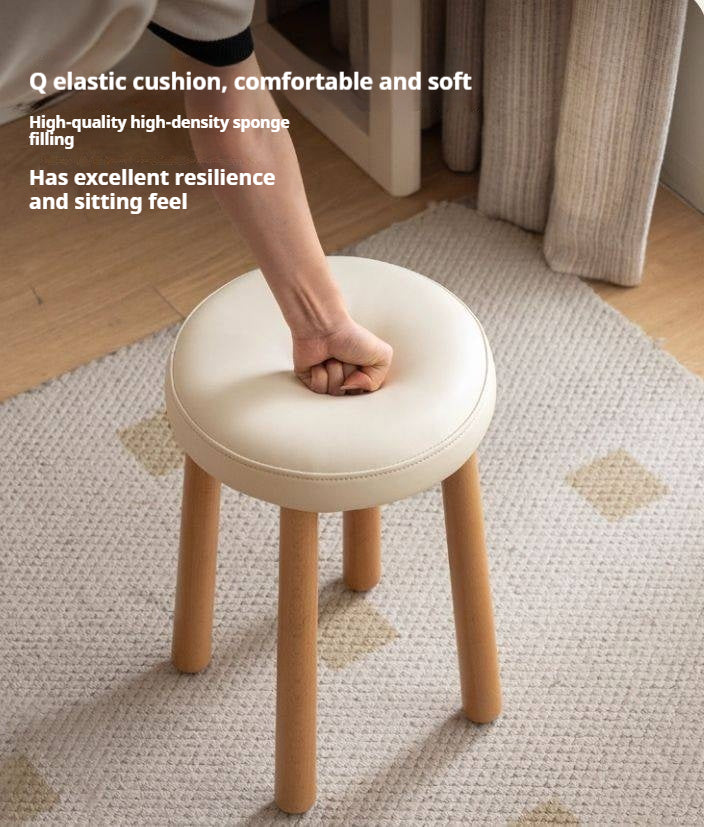 Solid Rubberwood Modern Soft Makeup Stool