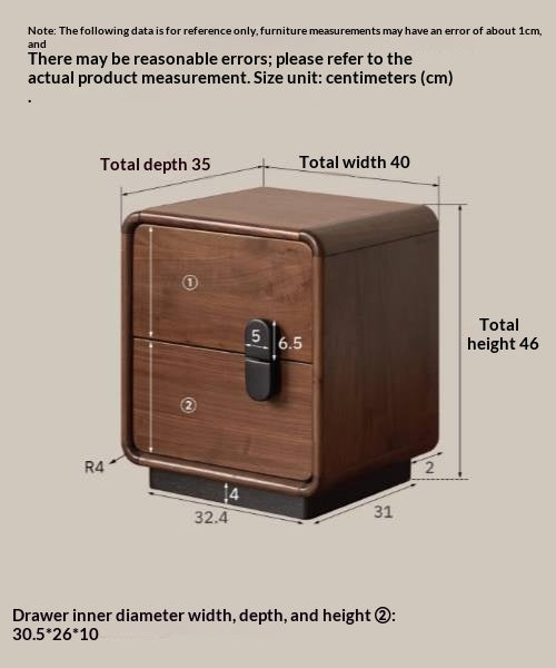 Black Walnut Solid Wood Nightstand